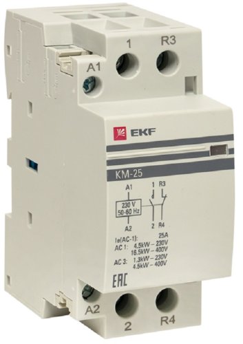 Контактор модульный EKF PROxima КМ 2п 1НО+1НЗ 25А 230В АС картинка